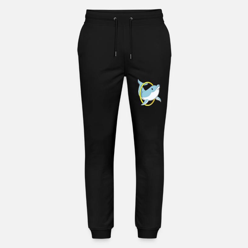 Dolphin with ring - Stanley/Stella Mover Unisex Organic Jogging Trousers - black