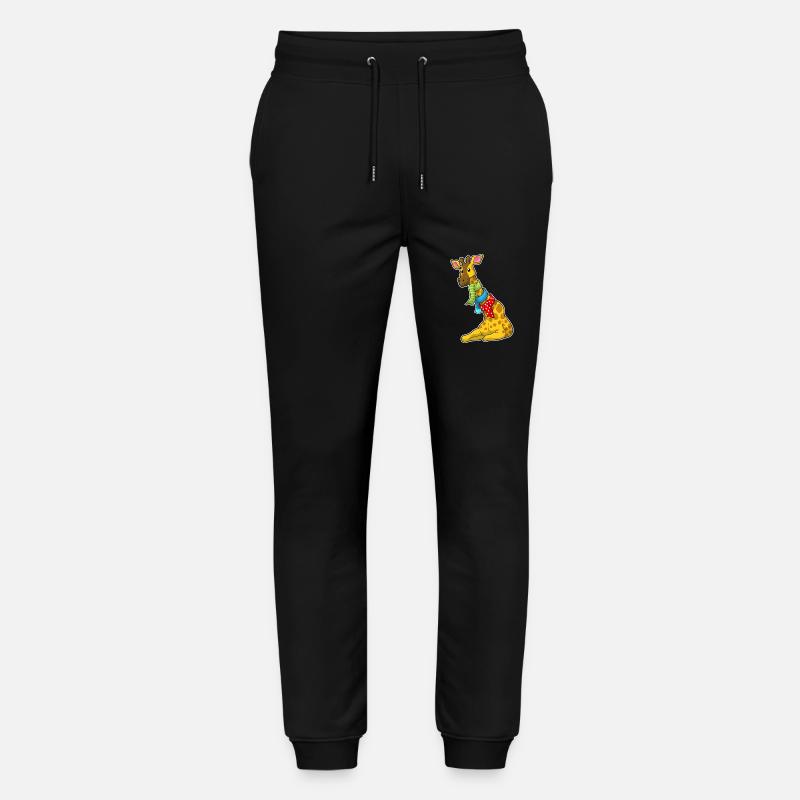 Giraffe with scarf - Stanley/Stella Mover Unisex Organic Jogging Trousers - black
