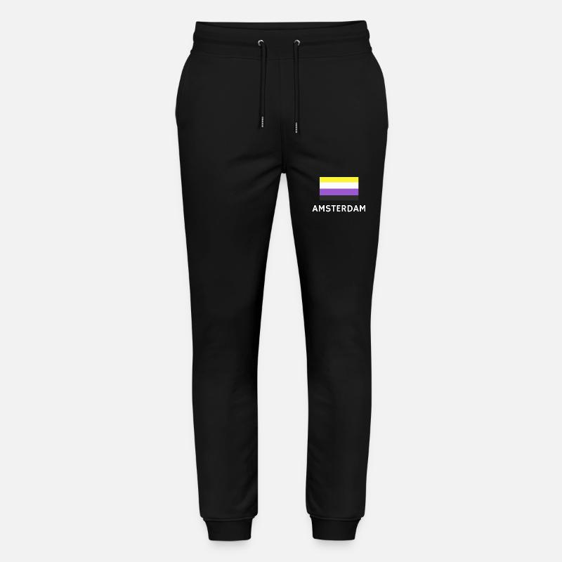 Non binary Pride Flag Amsterdam - Stanley/Stella Mover Unisex Organic Jogging Trousers - black