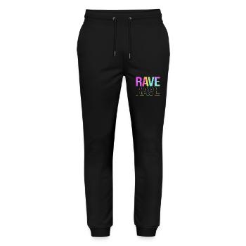 Rave Raver Techno music Techno bass Mischpult - Stanley/Stella Unisex Bio Jogginghose Mover  - Schwarz - Vorne - Marisol (170cm) & Nik (191cm)