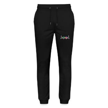 Ethiopia UK heartbeat flag British Ethiopian - Stanley/Stella Mover Unisex Organic Jogging Trousers - black - Front - Marisol (170cm) & Nik (191cm)