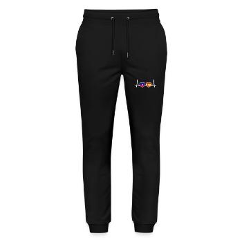 Haiti Spain Heartbeat Flag Spaniards Haitians - Stanley/Stella Mover Unisex Organic Jogging Trousers - black - Front - Marisol (170cm) & Nik (191cm)