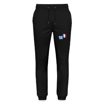 Greece France Vintage Flag Greek - Stanley/Stella Mover Unisex Organic Jogging Trousers - black - Front - Marisol (170cm) & Nik (191cm)