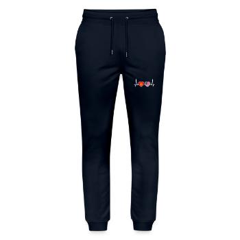Kirgisistan USA Vintage Herzschlag Flagge - Stanley/Stella Unisex Bio Jogginghose Mover  - Navy - Vorne - Marisol (170cm) & Nik (191cm)
