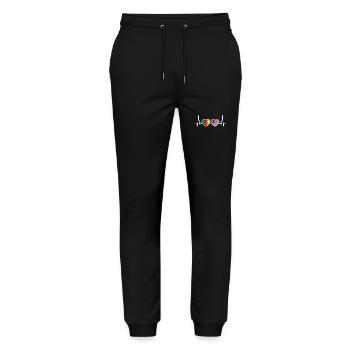 Kamerun USA Herzschlag Flagge Kameruner - Stanley/Stella Unisex Bio Jogginghose Mover  - Schwarz - Vorne - Marisol (170cm) & Nik (191cm)