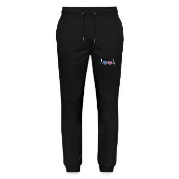 DR Congo UK Heartbeat Flag Congolese - Stanley/Stella Mover Unisex Organic Jogging Trousers - black - Front - Marisol (170cm) & Nik (191cm)