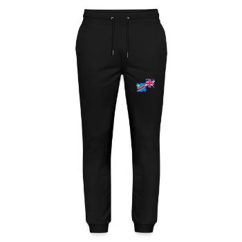 DR Congo UK Flag British Congolese - Stanley/Stella Mover Unisex Organic Jogging Trousers - black - Front - Marisol (170cm) & Nik (191cm)