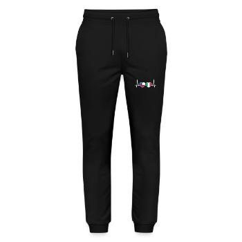 Chile Italy Heartbeat Flag Chilean - Stanley/Stella Mover Unisex Organic Jogging Trousers - black - Front - Marisol (170cm) & Nik (191cm)