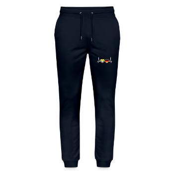 Myanmar Germany Heartbeat Flag Myanmare - Stanley/Stella Mover Unisex Organic Jogging Trousers - navy - Front - Marisol (170cm) & Nik (191cm)