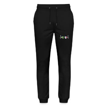 Pakistan France Vintage Heartbeat Flag - Stanley/Stella Mover Unisex Organic Jogging Trousers - black - Front - Marisol (170cm) & Nik (191cm)