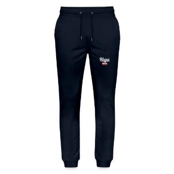 Riga Lettland Vintage Lettische Flagge Lette - Stanley/Stella Unisex Bio Jogginghose Mover  - Navy - Vorne - Marisol (170cm) & Nik (191cm)
