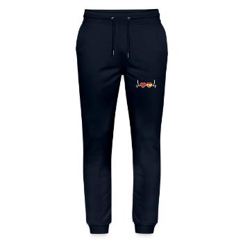 Marokko Spanien Herzschlag Flagge Marokkaner - Stanley/Stella Unisex Bio Jogginghose Mover  - Navy - Vorne - Marisol (170cm) & Nik (191cm)