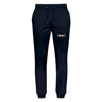 Scotland Spain Heartbeat Flag Scots - Stanley/Stella Mover Unisex Organic Jogging Trousers - navy - Front - Marisol (170cm) & Nik (191cm)