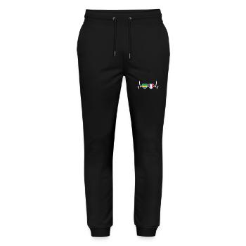 Gabon, France, Heartbeat, Flag, Gabonese - Stanley/Stella Mover Unisex Organic Jogging Trousers - black - Front - Marisol (170cm) & Nik (191cm)