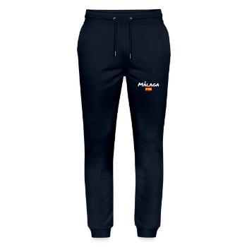 Malaga, Espagne, Drapeau espagnol, Espagnols - Pantalon de jogging bio MOVER Stanley/Stella unisexe - marine - Devant - Marisol (170cm) & Nik (191cm)