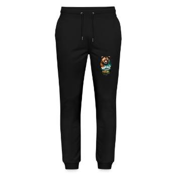 Bear, Mountains, Camping, Camping, Mountain Hiking, Nature, Hiking - Stanley/Stella Mover Unisex Organic Jogging Trousers - black - Front - Marisol (170cm) & Nik (191cm)