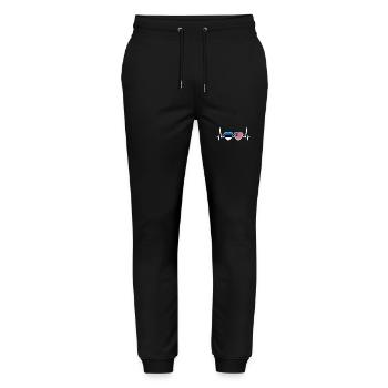 Estland USA Herzschlag Flagge Estnisch - Stanley/Stella Unisex Bio Jogginghose Mover  - Schwarz - Vorne - Marisol (170cm) & Nik (191cm)