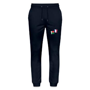 Madagascar France Flag Malagasy - Stanley/Stella Mover Unisex Organic Jogging Trousers - navy - Front - Marisol (170cm) & Nik (191cm)