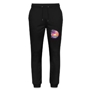Ocean Palm Trees Vintage Retro Sunset - Stanley/Stella Mover Unisex Organic Jogging Trousers - black - Front - Marisol (170cm) & Nik (191cm)