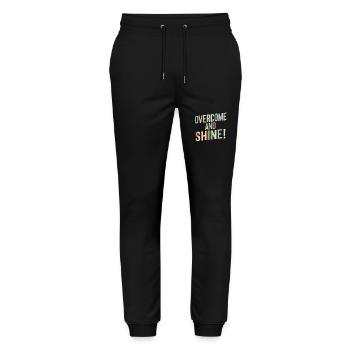 Overcome And Shine Motivation - Stanley/Stella Mover Unisex Organic Jogging Trousers - black - Front - Marisol (170cm) & Nik (191cm)
