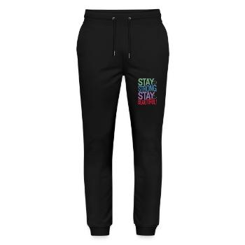 Stay Strong Stay Beautiful Motif - Stanley/Stella Mover Unisex Organic Jogging Trousers - black - Front - Marisol (170cm) & Nik (191cm)
