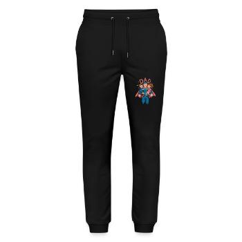 Superhero dad with proud children - Stanley/Stella Mover Unisex Organic Jogging Trousers - black - Front - Marisol (170cm) & Nik (191cm)