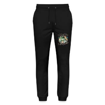 Funny Shield Greatest Saying Turtly Awesome - Stanley/Stella Mover Unisex Organic Jogging Trousers - black - Front - Marisol (170cm) & Nik (191cm)