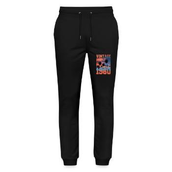 1960 Vintage Limited Edition Palmen Geboren 1960 - Stanley/Stella Unisex Bio Jogginghose Mover  - Schwarz - Vorne - Marisol (170cm) & Nik (191cm)
