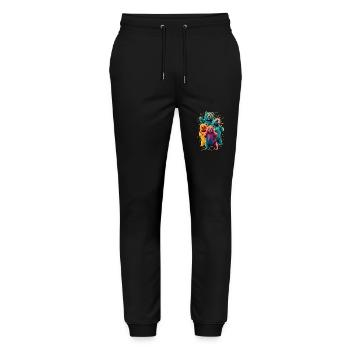 Colorful Low Poly Bears Family - Stanley/Stella Mover Unisex Organic Jogging Trousers - black - Front - Marisol (170cm) & Nik (191cm)