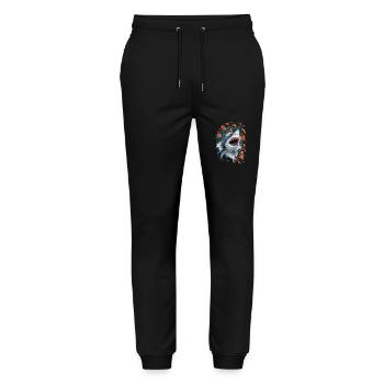 Shark with flowers and waves illustration - Stanley/Stella Mover Unisex Organic Jogging Trousers - black - Front - Marisol (170cm) & Nik (191cm)