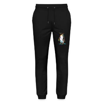 Colorful Geometric Penguin - Stanley/Stella Mover Unisex Organic Jogging Trousers - black - Front - Marisol (170cm) & Nik (191cm)