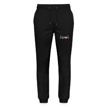 Curaçao Spain Heartbeat Flag - Stanley/Stella Mover Unisex Organic Jogging Trousers - black - Front - Marisol (170cm) & Nik (191cm)