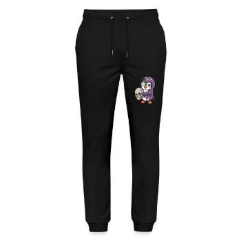 Penguin Zombie Halloween with Skull - Stanley/Stella Mover Unisex Organic Jogging Trousers - black - Front - Marisol (170cm) & Nik (191cm)