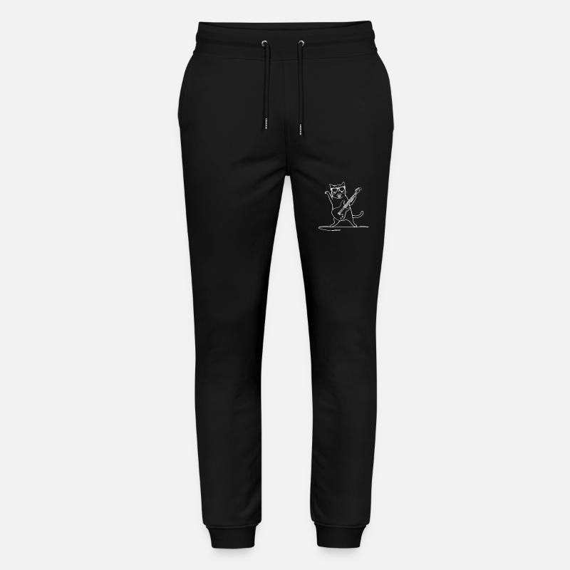 Katze Mit Sonnenbrille Und Gitarre - Stanley/Stella Unisex Bio Jogginghose Mover - Schwarz