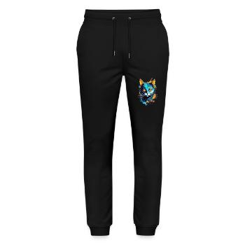 Colorful space cat - Stanley/Stella Mover Unisex Organic Jogging Trousers - black - Front - Marisol (170cm) & Nik (191cm)