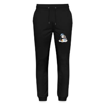 Kuscheliger Pinguin Mit Heiße Schokolade - Stanley/Stella Unisex Bio Jogginghose Mover  - Schwarz - Vorne - Marisol (170cm) & Nik (191cm)