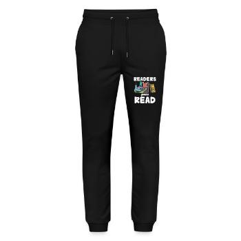 Readers Will Read Books Bookworm Passion - Stanley/Stella Mover Unisex Organic Jogging Trousers - black - Front - Marisol (170cm) & Nik (191cm)