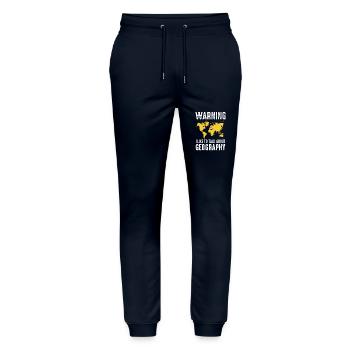 Achtung: Ich Spreche Gerne Über Geographie - Stanley/Stella Unisex Bio Jogginghose Mover  - Navy - Vorne - Marisol (170cm) & Nik (191cm)