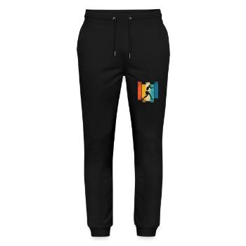 Retro Boxen Silhouette Vintage Farben - Stanley/Stella Unisex Bio Jogginghose Mover  - Schwarz - Vorne - Marisol (170cm) & Nik (191cm)