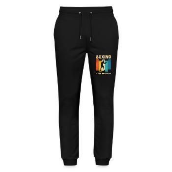Boxen Ist Meine Therapie Retro Stil - Stanley/Stella Unisex Bio Jogginghose Mover  - Schwarz - Vorne - Marisol (170cm) & Nik (191cm)