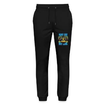 Make Love Not War Flower Power Hippie - Stanley/Stella Mover Unisex Organic Jogging Trousers - black - Front - Marisol (170cm) & Nik (191cm)
