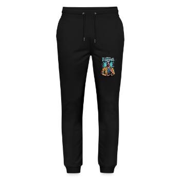 Weekends are for Fishing Fischen Angeln - Stanley/Stella Mover Unisex Organic Jogging Trousers - black - Front - Marisol (170cm) & Nik (191cm)