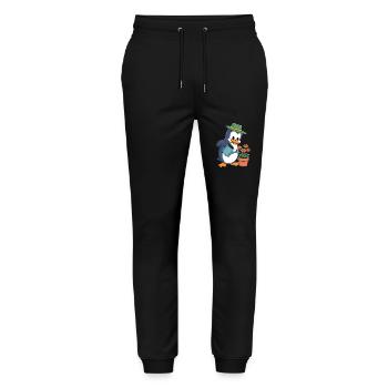 Penguin Gardener With Watering Can In Action - Stanley/Stella Mover Unisex Organic Jogging Trousers - black - Front - Marisol (170cm) & Nik (191cm)