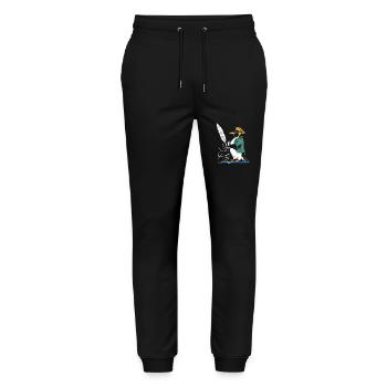 Calligraphie Pingouin Créativité avec Plume - Pantalon de jogging bio MOVER Stanley/Stella unisexe - noir - Devant - Marisol (170cm) & Nik (191cm)