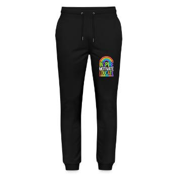 Lehrer Inspirieren Motivieren Bilden Regenbogen - Stanley/Stella Unisex Bio Jogginghose Mover  - Schwarz - Vorne - Marisol (170cm) & Nik (191cm)
