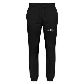 Chope de bière Heartbeat - Pantalon de jogging bio MOVER Stanley/Stella unisexe - noir - Devant - Marisol (170cm) & Nik (191cm)