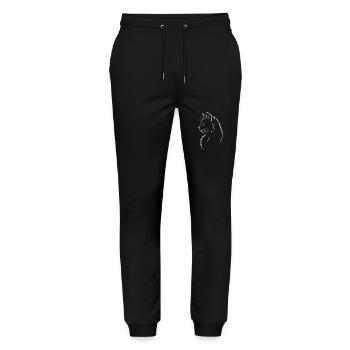 Elegant Cat Profile | Minimalist Cating - Stanley/Stella Mover Unisex Organic Jogging Trousers - black - Front - Marisol (170cm) & Nik (191cm)