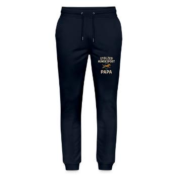 Hundesport Papa Agility Männer Hunde Shirt - Stanley/Stella Unisex Bio Jogginghose Mover  - Navy - Vorne - Marisol (170cm) & Nik (191cm)