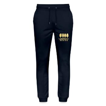 Amerikanisch, 4. Juli - Stanley/Stella Unisex Bio Jogginghose Mover  - Navy - Vorne - Marisol (170cm) & Nik (191cm)