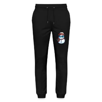 Cooler Schneemann mit Sonnenbrille Winter Design - Stanley/Stella Unisex Bio Jogginghose Mover  - Schwarz - Vorne - Marisol (170cm) & Nik (191cm)